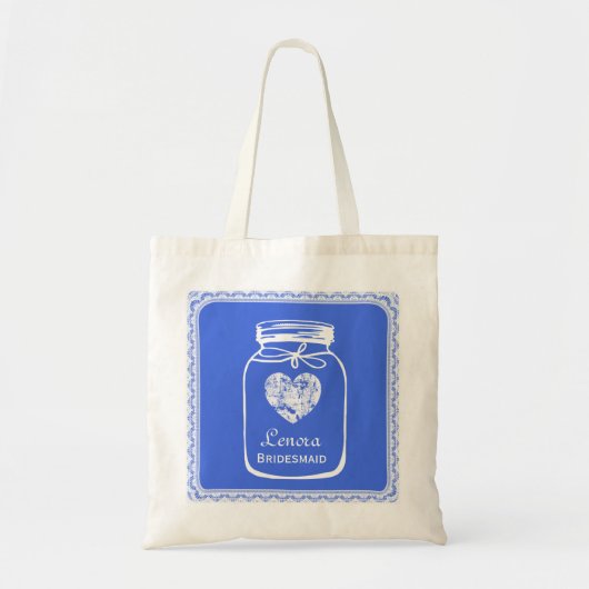 Royal Blue Mason Jar Wedding Tas BRIDESMAID A05A (Voorkant)