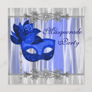 Royal Blue Masquerade Party Kaart