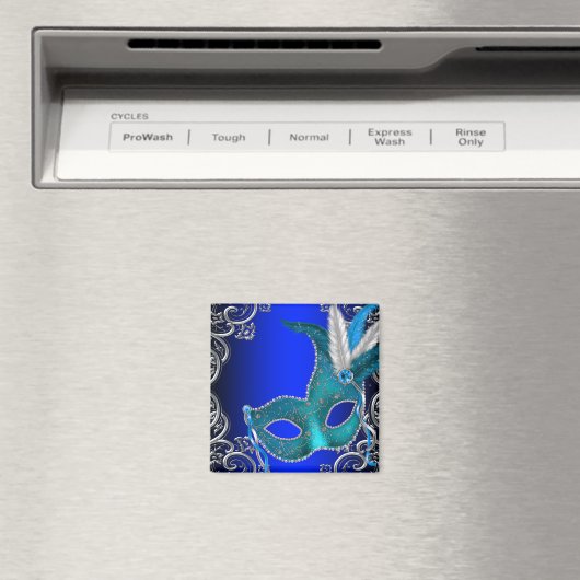 Royal Blue Masquerade Party Magneet (Insitu (Vaatwasser))