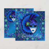 Royal Blue Masquerade Party Uitnodigingen (Voorkant / Achterkant)