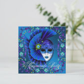 Royal Blue Masquerade Party Uitnodigingen (Staand voorkant)