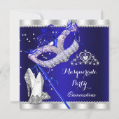 Royal Blue Masquerade Quinceanera Party Mask Heels Kaart (Voorkant)