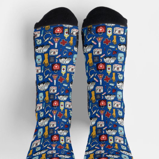Royal Blue medische print atletisch Sokken (Top)