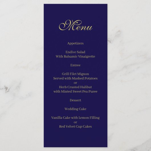 Royal Blue Menu (Voorkant)