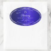 Royal Blue met Glitter Initialen Productlabels Ovale Sticker (Tas)