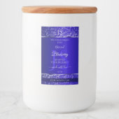 Royal Blue met Glitter Initialen Productlabels Voedselcontainer Etiket (Voorkant)
