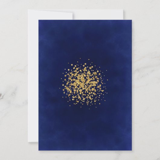 Royal Blue met gouden Confetti Kaart (Achterkant)