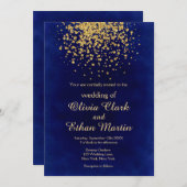 Royal Blue met gouden Confetti Kaart (Voorkant / Achterkant)