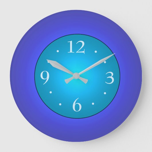Royal Blue met Green Aqua Center Wall Clock Grote Klok (Voorkant)