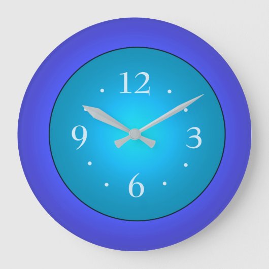 Royal Blue met Green Aqua Center Wall Clock Grote Klok (Voorkant)