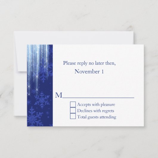 Royal Blue met Icicles Winter Wedding RSVP (Voorkant)
