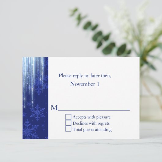 Royal Blue met Icicles Winter Wedding RSVP (Staand voorkant)