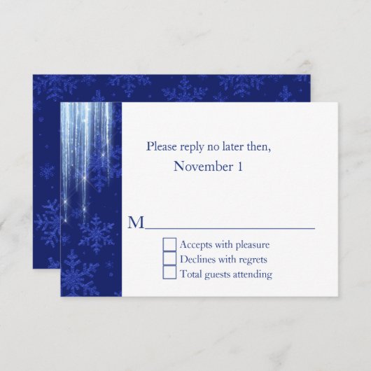 Royal Blue met Icicles Winter Wedding RSVP (Voorkant / Achterkant)