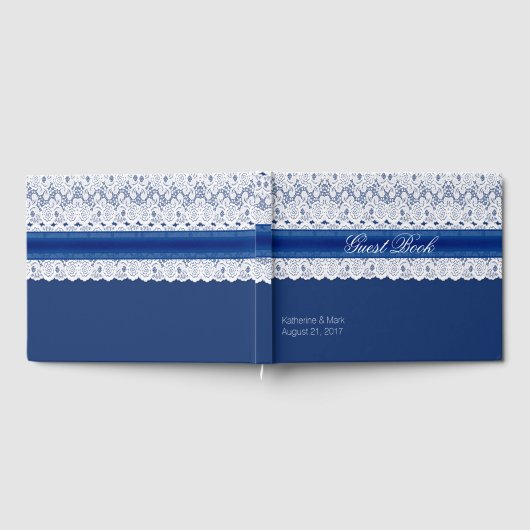 Royal Blue met Lace Wedding Guest Book Gastenboek (Volledig)