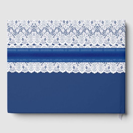 Royal Blue met Lace Wedding Guest Book Gastenboek (Achterkant)