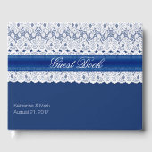 Royal Blue met Lace Wedding Guest Book Gastenboek (Voorkant)