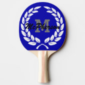 Royal Blue met Victory Krans en Monogram/Naam Tafeltennisbatje (Achterkant)