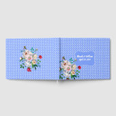 Royal Blue met White Stippen en Flowers Wedding Gastenboek (Volledig)