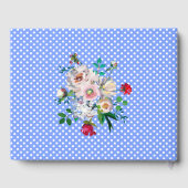 Royal Blue met White Stippen en Flowers Wedding Gastenboek (Achterkant)