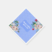 Royal Blue met White Stippen en Flowers Wedding Servet (Hoek)