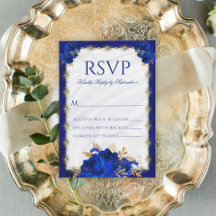Royal Blue Metallic Elegant Floral Wedding