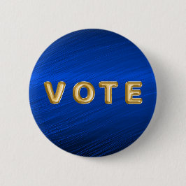 Royal Blue Metallic Graphic Vote Ronde Button 5,7 Cm