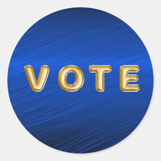 Royal Blue Metallic Graphic Vote Ronde Sticker (Voorkant)