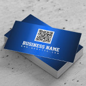 Royal Blue Metallic QR code Visitekaartje