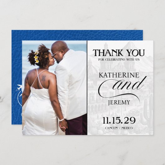 Royal Blue Mexico Passport Bedankkaart (Voorkant / Achterkant)