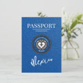 Royal Blue Mexico Passport Bewaar de datum Save The Date (Staand voorkant)