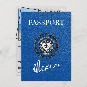 Royal Blue Mexico Passport Bewaar de datum Save The Date