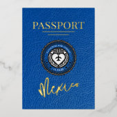 Royal Blue Mexico Passport Wedding Folie Uitnodiging (Voorkant)