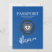 Royal Blue Mexico Passport Wedding Kaart (Achterkant)