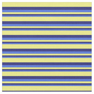 Royal Blue, Midnight Blue en Yellow Pattern Stof