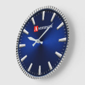 Royal Blue Minimalist Luxury Blue & Silver Grote Klok (Hoek)