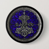 Royal Blue Mjolnir Shield Ronde Button 7,6 Cm (Voorkant)