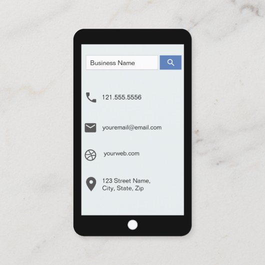 Royal Blue Mock Leather iPhone Style Visitekaartje (Achterkant)