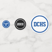 Royal Blue Modern Circles Foto Afstuderen Confetti (Voorkanten)