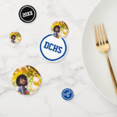 Royal Blue Modern Circles Foto Afstuderen Confetti (Groep)