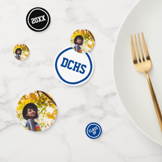 Royal Blue Modern Circles Foto Afstuderen Confetti (Groep)