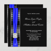 Royal Blue Modern Dot Zwart Wit Huwelijk Kaart (Voorkant / Achterkant)