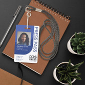 Royal Blue Modern & Minimal Press Pass Photo ID Badge