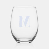 Royal Blue Modern Monogram Initiaal Letter Wijnglas Zonder Voet (Achterkant)