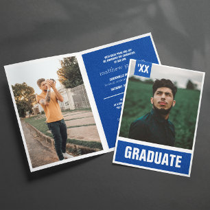Royal Blue Modern Textured Photo Afstuderen