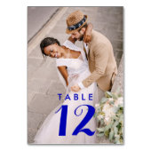 Royal Blue Moderne foto Bruiloft Receptie Kaart (Achterkant)