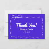 Royal Blue Moderne Hand Geletterde grillige bruilo Bedankkaart (Voorkant)