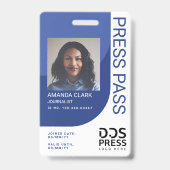 Royal Blue Moderne & Minimaal Perspas Foto ID Badge (Voorzijde)