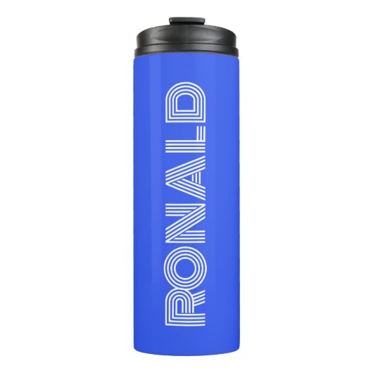 Royal Blue Moderne Typografie Gepersonaliseerd Thermosbeker (Voorkant)