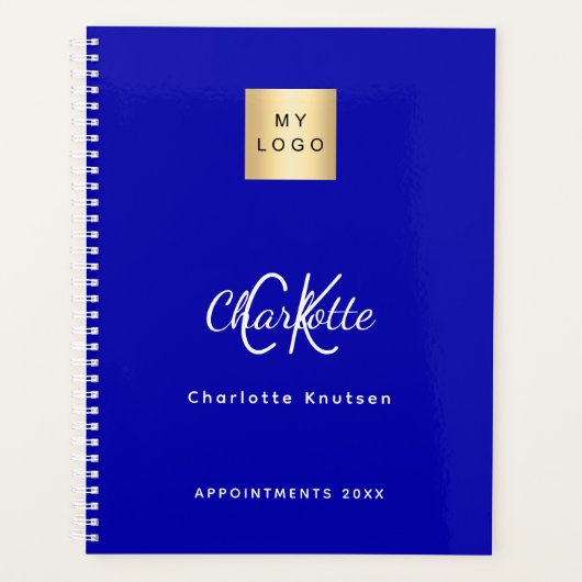 Royal Blue monogram Business logo 2025 Planner (Voorkant)