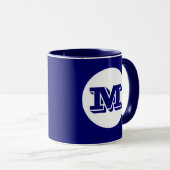 Royal Blue Monogram Custom Printed Coffee Mok (Voorkant rechts)